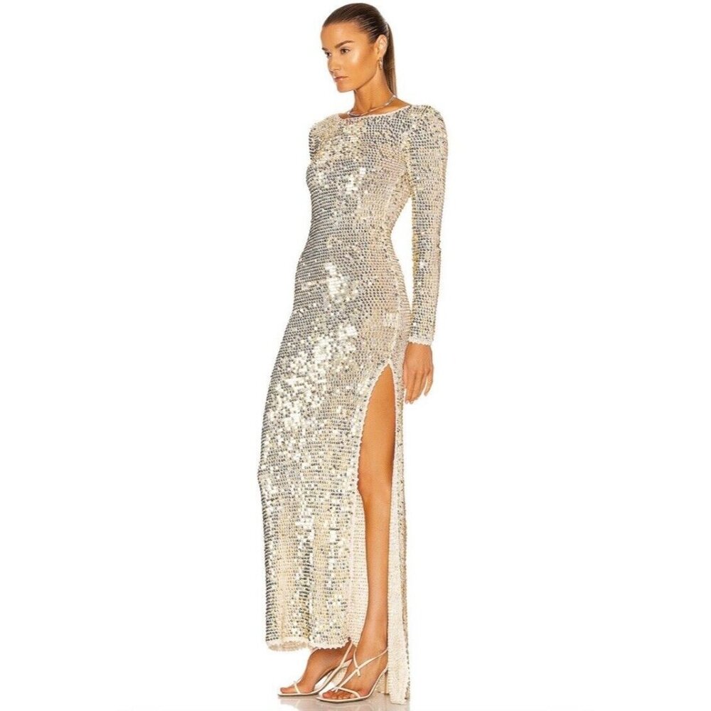 retrofete Alexa Dress Ivory, Gold & Silver crochet Sequin - Picture 3 of 5